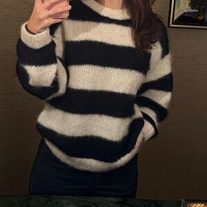 MOTHER Bold Black and Cream Striped Sweater